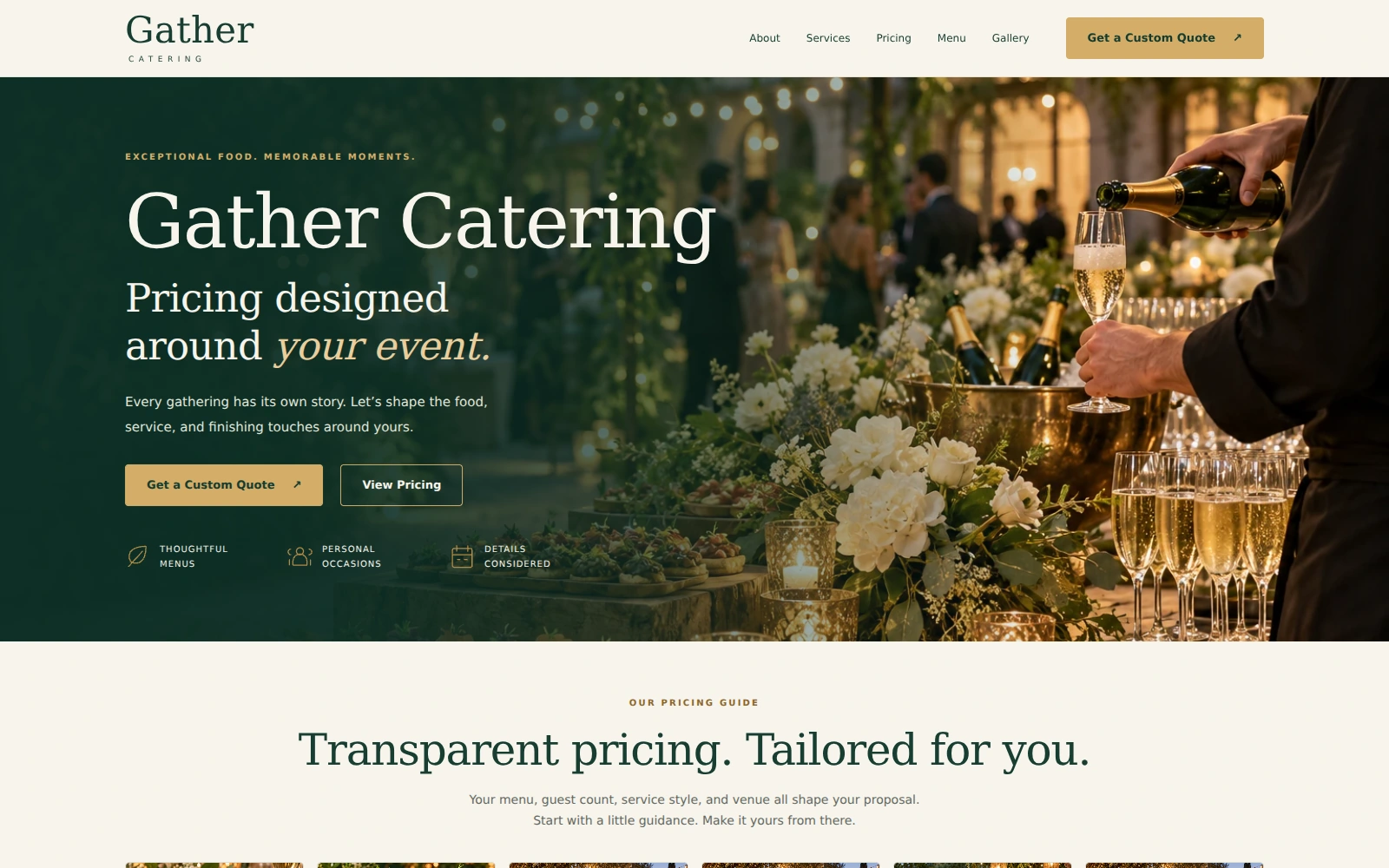 Gather Catering landing page template preview