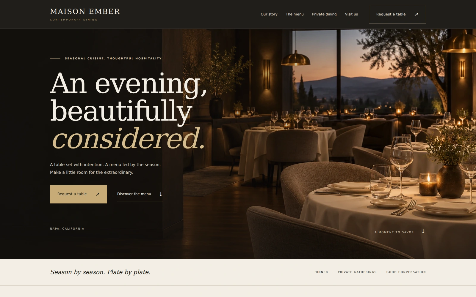 Maison Ember landing page template preview