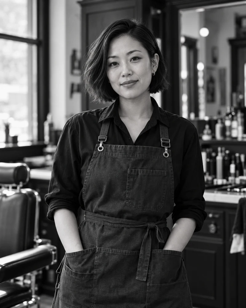 Illustrative portrait of Jordan Lee, barber