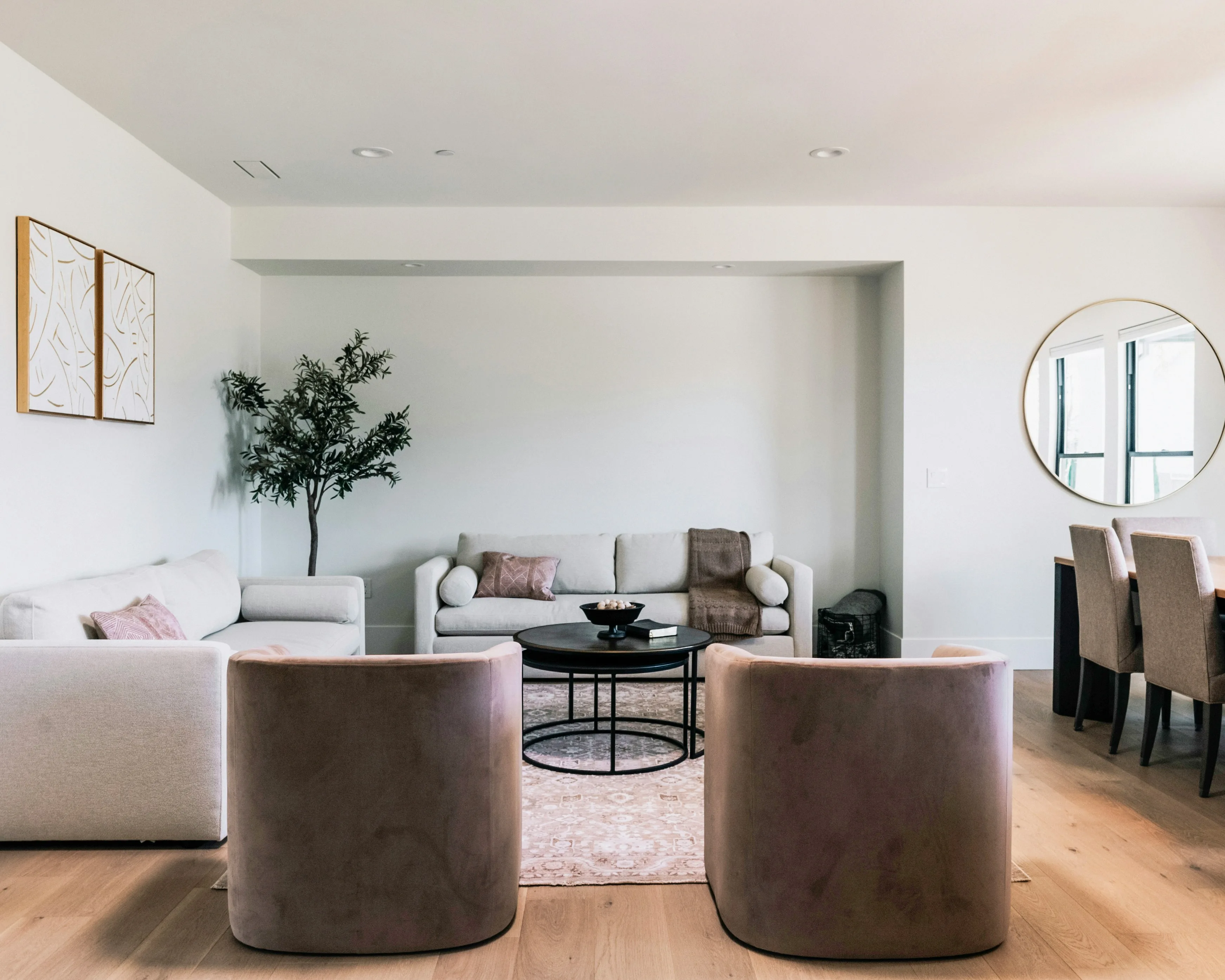 Finished modern living space showcasing clean construction craftsmanship